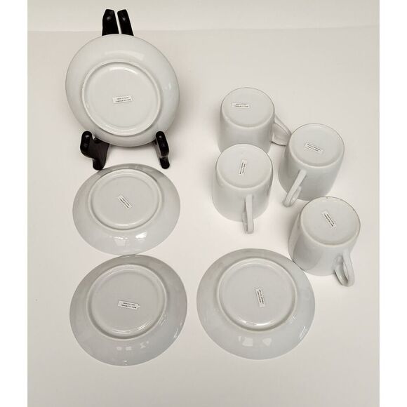 VINTAGE BENJAMIN & MEDWIN 8 PIECE WHITE DEMITASSE SET 4 CUPS/4 SAUCERS - Picture 6 of 8
